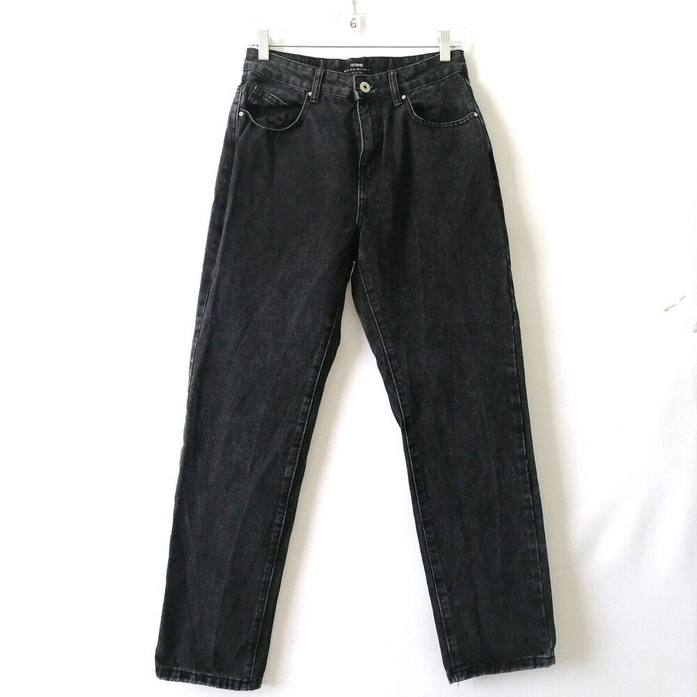 Cotton On Women's Charcoal Black Pockets High Rise Denim Mom Jeans Size 6
